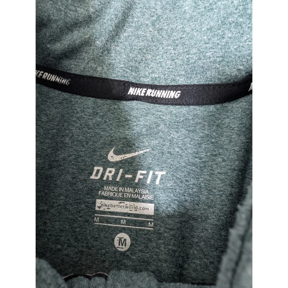 Nike Element Running Top Men L Green Blue Dri Fit 1/4 Zip Long Sleeve Reflective